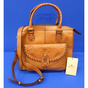 Patricia Nash MARLIANO Burnished Tooled Gold Tan Large Bag Tote Crossbody - NWT